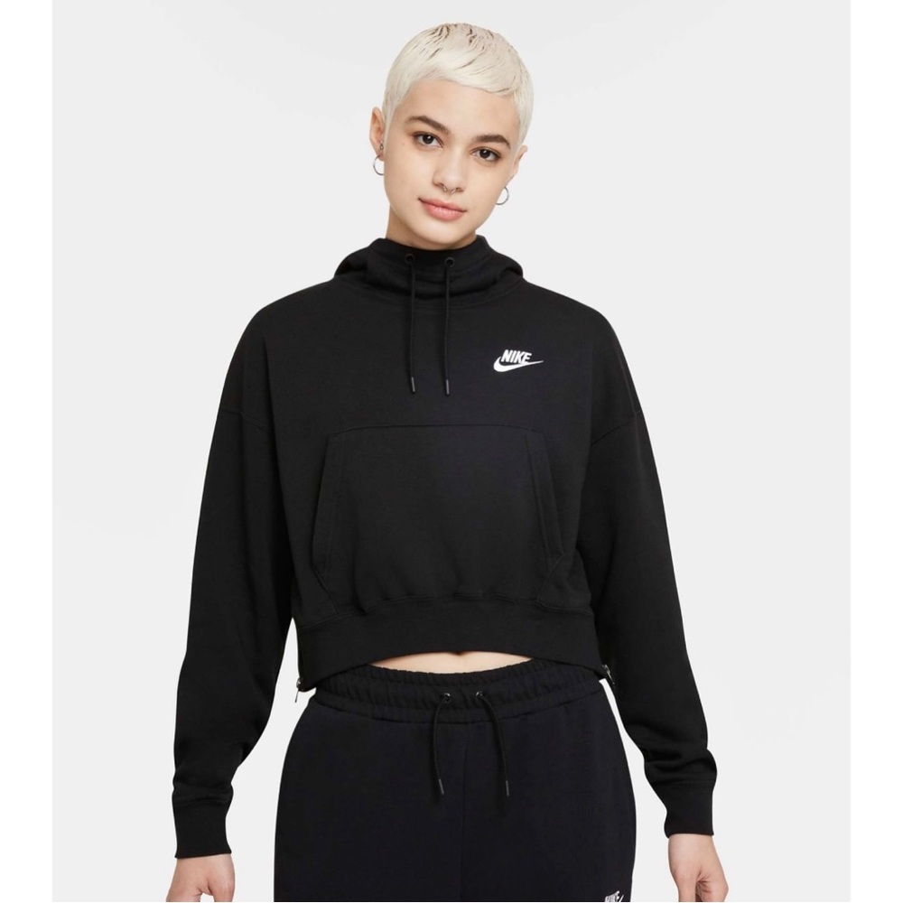 NIKE ESSENTIALS SIDE-ZIP CROPPED HOODIE